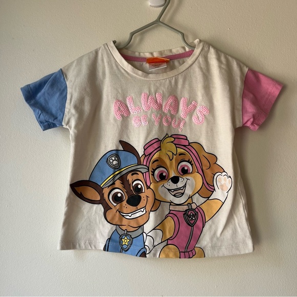 🌼 5/$25 Nickelodeon Paw Patrol Girls T-Shirt Chase & Skye Sequin Graphic 4T - Picture 1 of 11